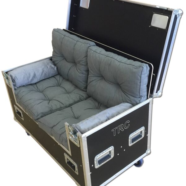Caseflex TRC Couch, 2x seat, turn-up lid, flightcase sofa