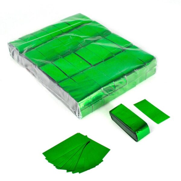 OhFX Rektangulær metal konfetti grøn, 1 kilo