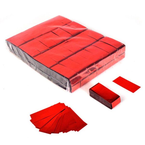 OhFX Rektangulær metal konfetti rød, 1 kilo