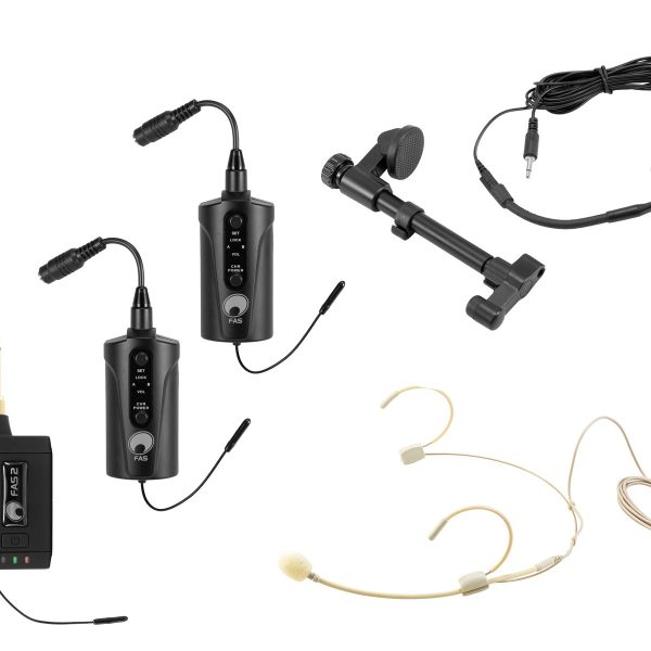 OMNITRONIC Set FAS TWO + 2x BP + Headset + Acoustic Guitar Microphone 660-690MHz