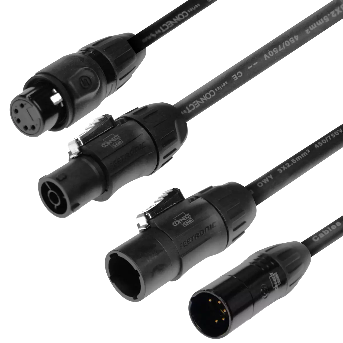 Flash CABLE COMBO POWER-DATA XLR5 5,0 m - Hybrid power and data cable combining TrueCON power and 5-pin XLR DMX in a single line